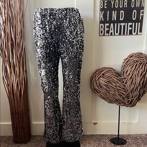 Black and Silver Sequin Pants